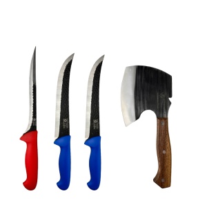 Set de cutite forjate, 3 cutite si 1 satar otel carbon, RINGEN K.