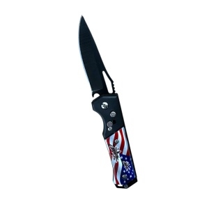 Briceag automat MiniBlade, lama otel carbon 7 cm, sistem blocare Push Buton - Img 1