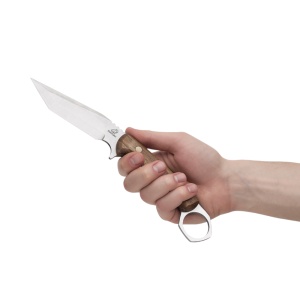 Cutit camping CGK1 BeaverCraft, lama fixa 12 cm, maner din lemn de nuc, teaca din piele naturala - Img 3