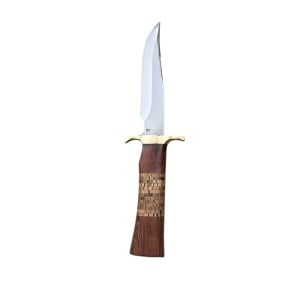 Cutit de vanatoare Columbia SABER, maner ergonomic din lemn, lama fixa, teaca inclusa