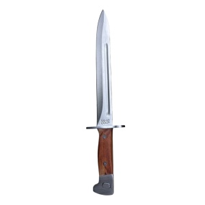Cutit de vanatoare tip maceta AK-47 CCP, maner lemn, lama otel inoxidabil, teaca imitatie piele - Img 2