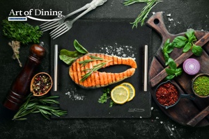 Platou ardezie patrat cu manere din inox, 30x30 cm, Cooking by Heinner - Img 3