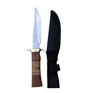 Cutit de vanatoare Columbia SABER, maner ergonomic din lemn, lama fixa, teaca inclusa - Img 2