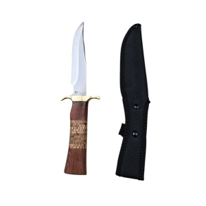 Cutit de vanatoare Columbia SABER, maner ergonomic din lemn, lama fixa, teaca inclusa - Img 3
