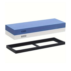 Piatra pentru ascutit cu doua granulatii 1000/6000, suport din cauciuc antiaderent inclus