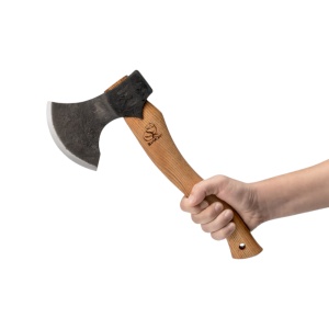Secure forjata manual AX3 BeaverCraft, lama otel carbon 118 mm, teaca din piele de vaca - Img 3