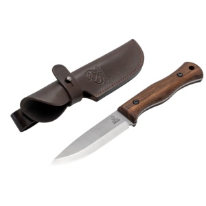 Cutit outdoor full tang BSH6 BeaverCraft, lama fixa otel carbon 11 cm, maner lemn nuc, teaca piele naturala - Img 3