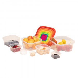 Set cutii depozitare alimente, 8 piese cu capac, material plastic - Img 2