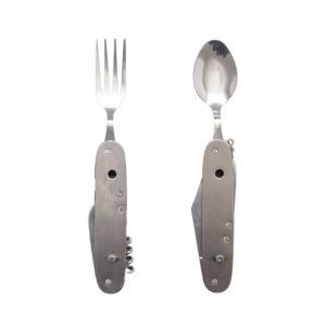 Briceag multifunctional pentru supravietuire 6in1 verde, include furculita, lingura, cutit, tirbuson, desfacator sticle si desfacator conserve - Img 3