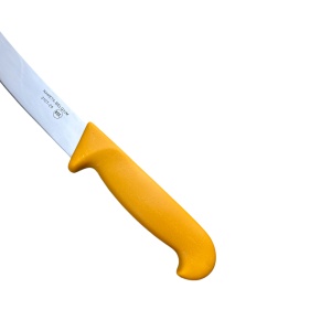 Cutit pentru macelari Nameta-Belgium, lama curbata si rigida 25 cm, 2107.25, Galben