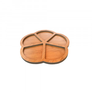 Platou pentru servire aperitive, forma floare, 5 compartimente, lemn bambus - Img 2