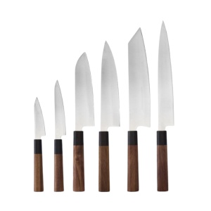 Set 6 cutite bucatarie stil japonez, maner Wa-handle, Inox