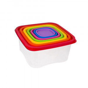 Set cutii depozitare alimente, 8 piese cu capac, material plastic - Img 3