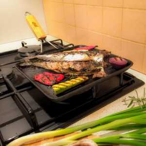 Tigaie grill de fonta, 22 cm, maner pliabil, Oti - Img 2