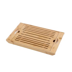 Tocator paine din bambus cu tavita, 37x22 cm
