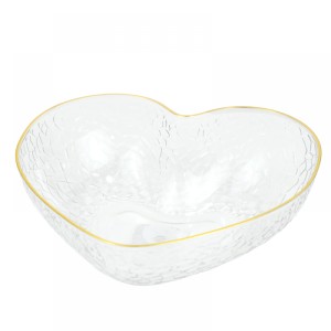 Bol servire in forma de inima, margini aurii, 21 cm