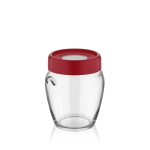 Borcan depozitare de sticla cu capac, 580 ml, Rosu, Art of dining by Heinner