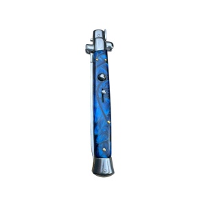 Briceag cu mecanism automat AKC037, lama otel inoxidabil 14.6 cm, maner ergonomic albastru, husa protectie inclusa - Img 4
