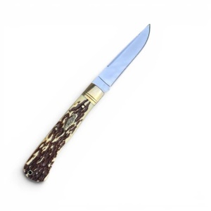Cutit Grizzly corn de cerb, deschidere manuala, lama otel inox 8 cm, Kavi One