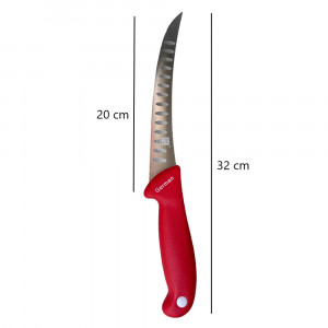 Cutit pentru transat si filetat, cu alveole, 32 cm, lama flexibila, otel inoxidabil, Germany Steel, Rosu - Img 2