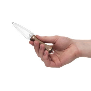 Cutit pumnal NCK1 BeaverCraft, lama cu dublu tais 7 cm, maner din lemn de nuc, teaca din piele naturala - Img 2