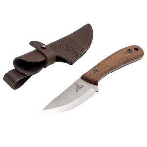 Cutit full tang drumetie BSH7 BeaverCraft, lama fixa otel carbon 9 cm, teaca din piele naturala, maner lemn - Img 2