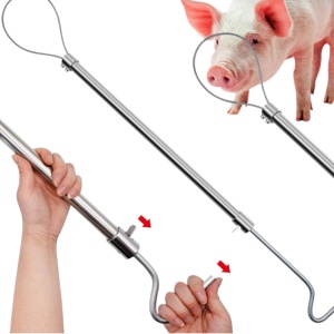 Pachet 2x lasou metalic autoblocant pentru animale, 60 cm, otel inox