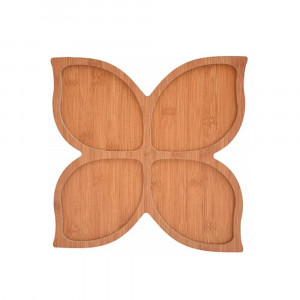 Platou servire din lemn de bambus, forma fluture