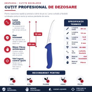 Cutit F.Dick de dezosat, cu lama curbata si flexibila 15cm, 8.2981.15