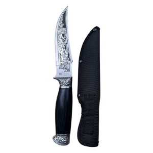 Cutit Hunting Columbia SABER, lama otel inoxidabil fixa, maner lemn negru, teaca inclusa - Img 2