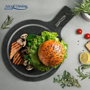 Platou ardezie rotund cu maner, 28x20cm, Cooking by Heinner - Img 2