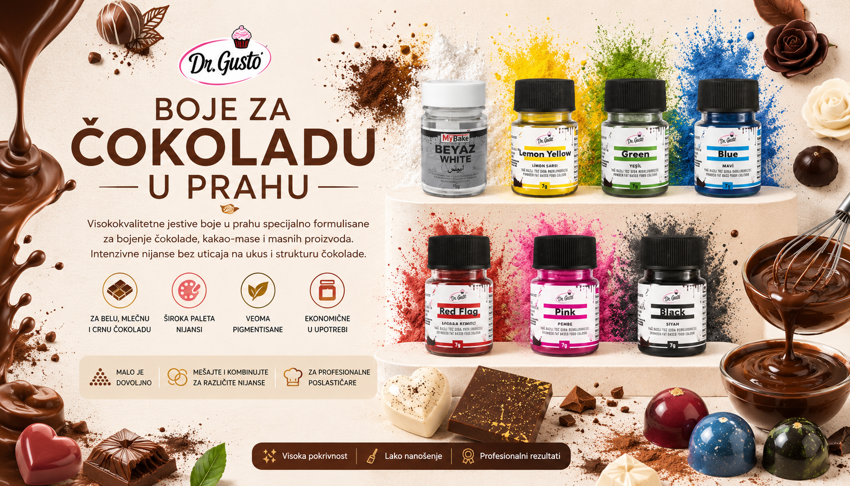 dr.Gusto boje  za čokoladu u prahu