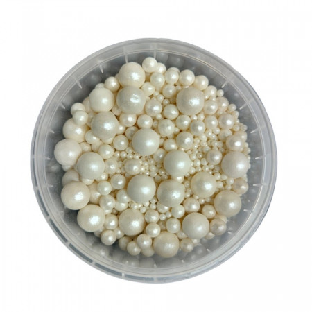Dekorativne perle BELE 2-4-8 mm 50g