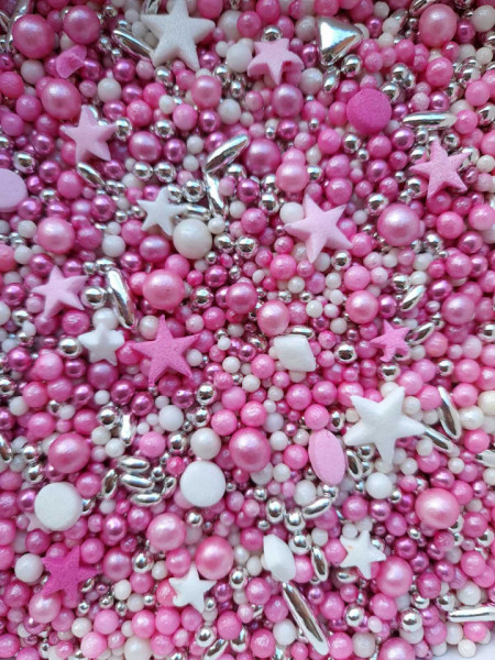 Ukrasne jestive perle ROZE-BELI MIX 50g