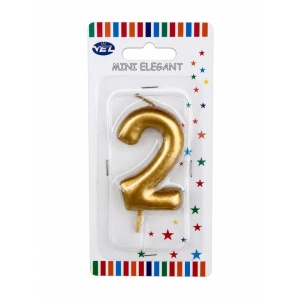 Rođendanska svećica Mini Elegant zlatna – Broj 2