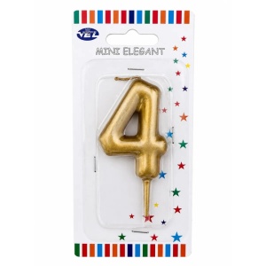 Rođendanska svećica Mini Elegant zlatna – Broj 4