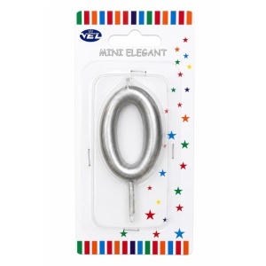 Rođendanska svećica Mini Elegant srebrna – Broj 0