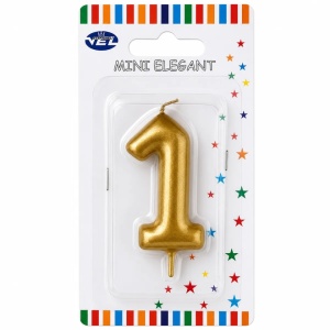 Rođendanska svećica Mini Elegant zlatna – Broj 1