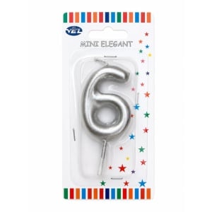 Rođendanska svećica Mini Elegant srebrna – Broj 6