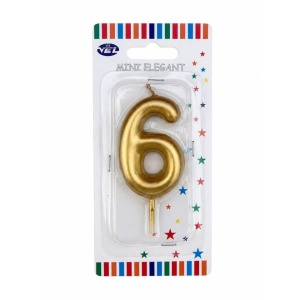 Rođendanska svećica Mini Elegant zlatna – Broj 6