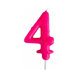Rođendanska svećica Mini Elegant roza broj 4 visine 6–7 cm za tortu