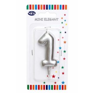 Rođendanska svećica Mini Elegant srebrna – Broj 1