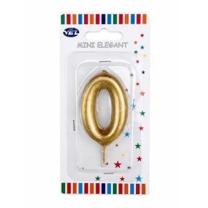 Rođendanska svećica Mini Elegant zlatna – Broj 0