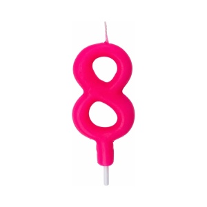 Rođendanska svećica Mini Elegant roza broj 8 visine 6–7 cm za tortu