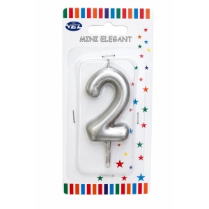 Rođendanska svećica Mini Elegant srebrna – Broj 2