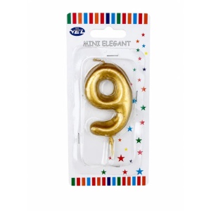 Rođendanska svećica Mini Elegant zlatna – Broj 9