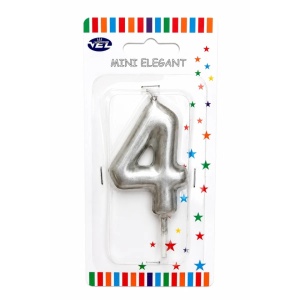 Rođendanska svećica Mini Elegant srebrna – Broj 4