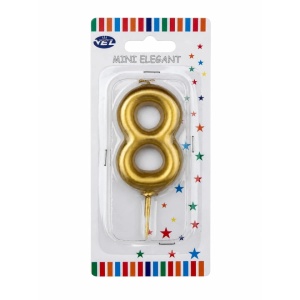 Rođendanska svećica Mini Elegant zlatna – Broj 8