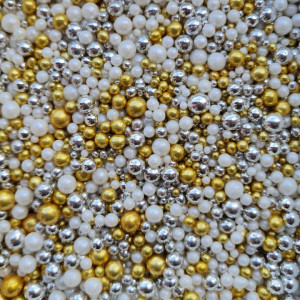 Ukrasne jestive perle ZLATNO-BELI MIX 50g
