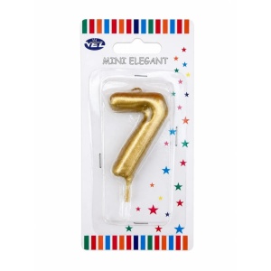 Rođendanska svećica Mini Elegant zlatna – Broj 7